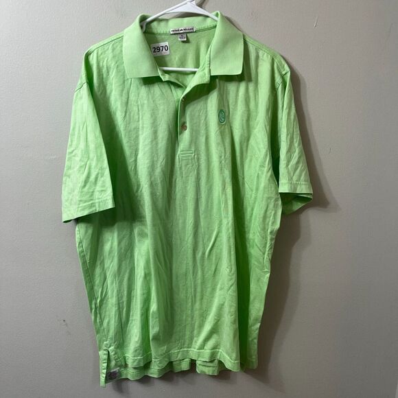 Peter Millar Mens Green Polo Shirt XL Golf Embroidered Button Short Sleeve Top - Picture 4 of 9